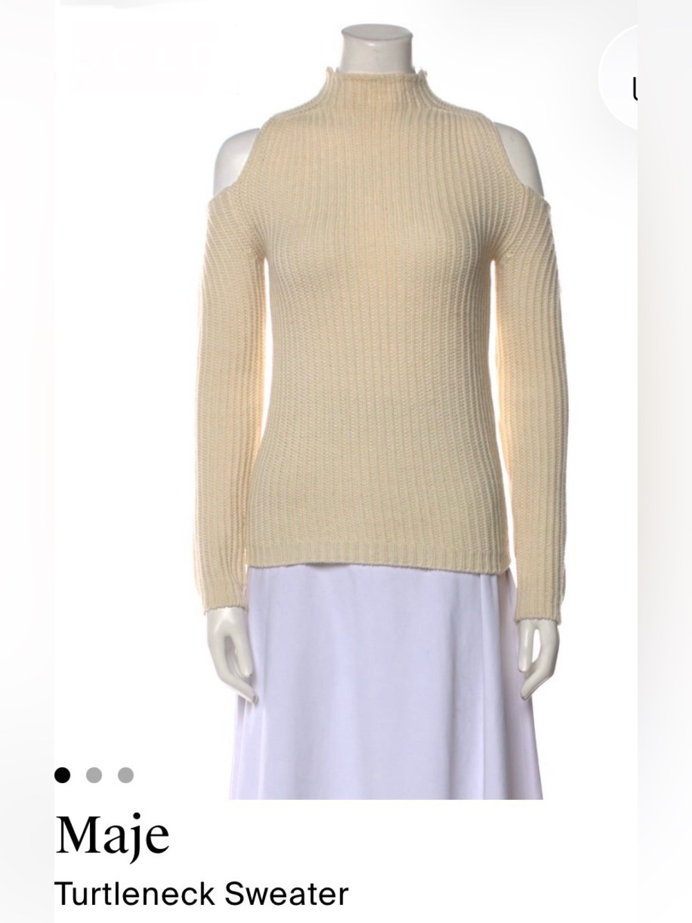 Maje Women's Cream Cold-Shoulder Turtleneck Sweater